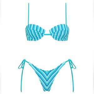 Triangl Women’s Blue Bikini Set “Mala- Sour Stripe” size medium